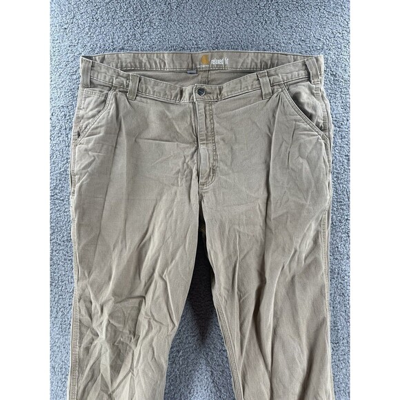 Carhartt Utility Carpenter Relaxed Fit Pants Mens 42x32 Tan Work Pockets Canvas - Picture 3 of 12